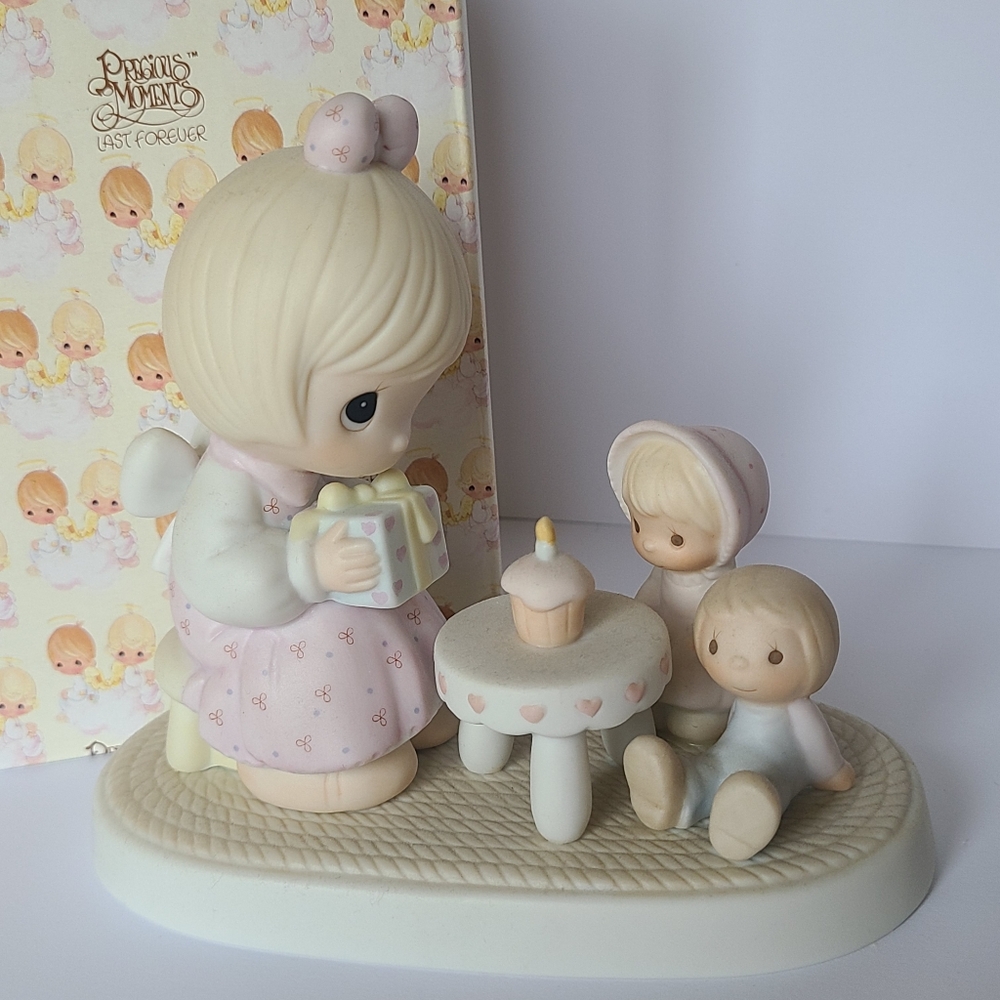 Vintage Precious Moments Birthday Blessing Porcelain Collectible Figurine